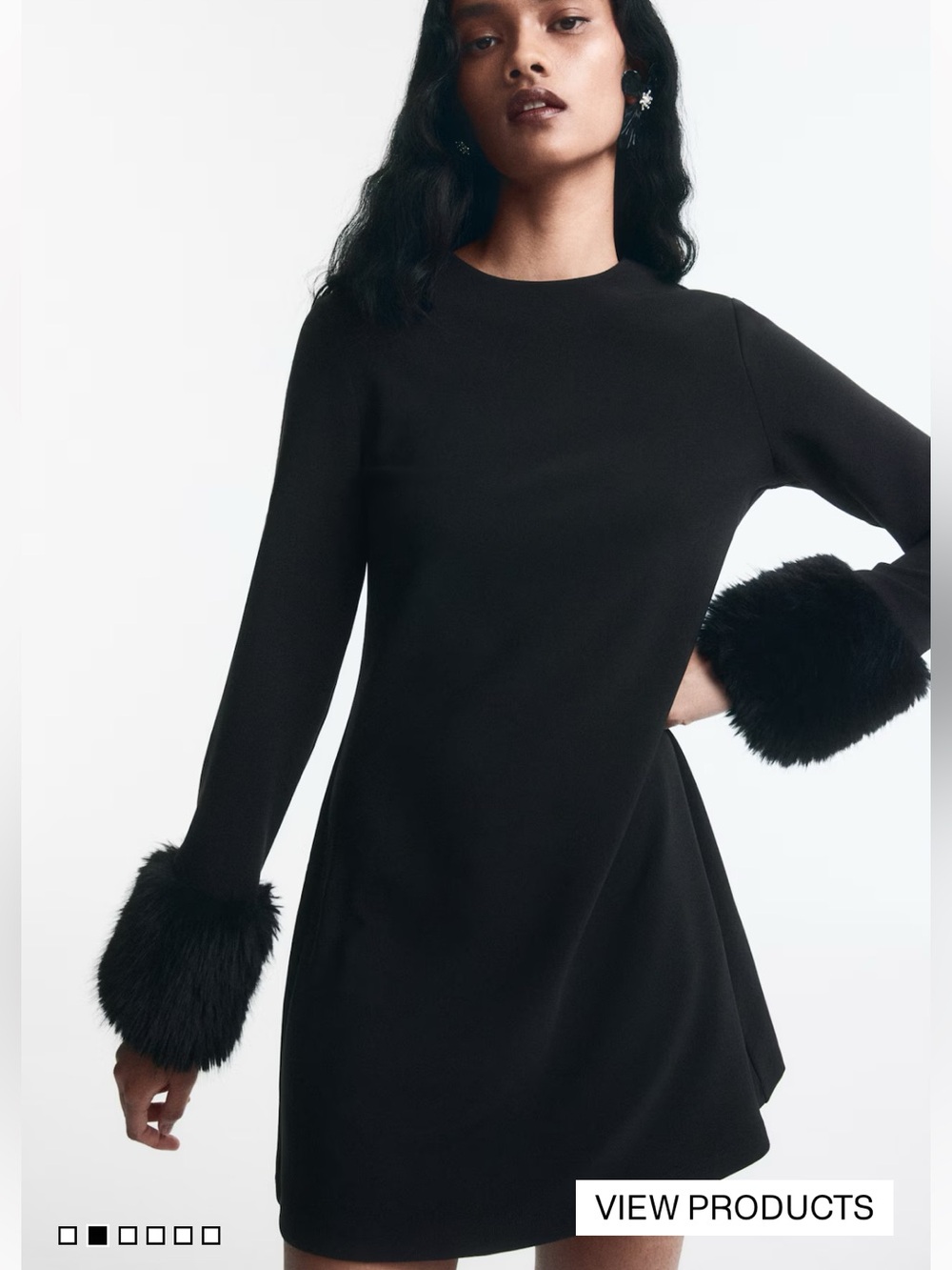 Long Sleeve Dress with Faux Fur